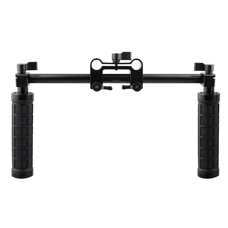 CAMVATE Handle Grips Front Handbar Clamp Mount for 15mm Rod Support System Shoulder Rig(Black)