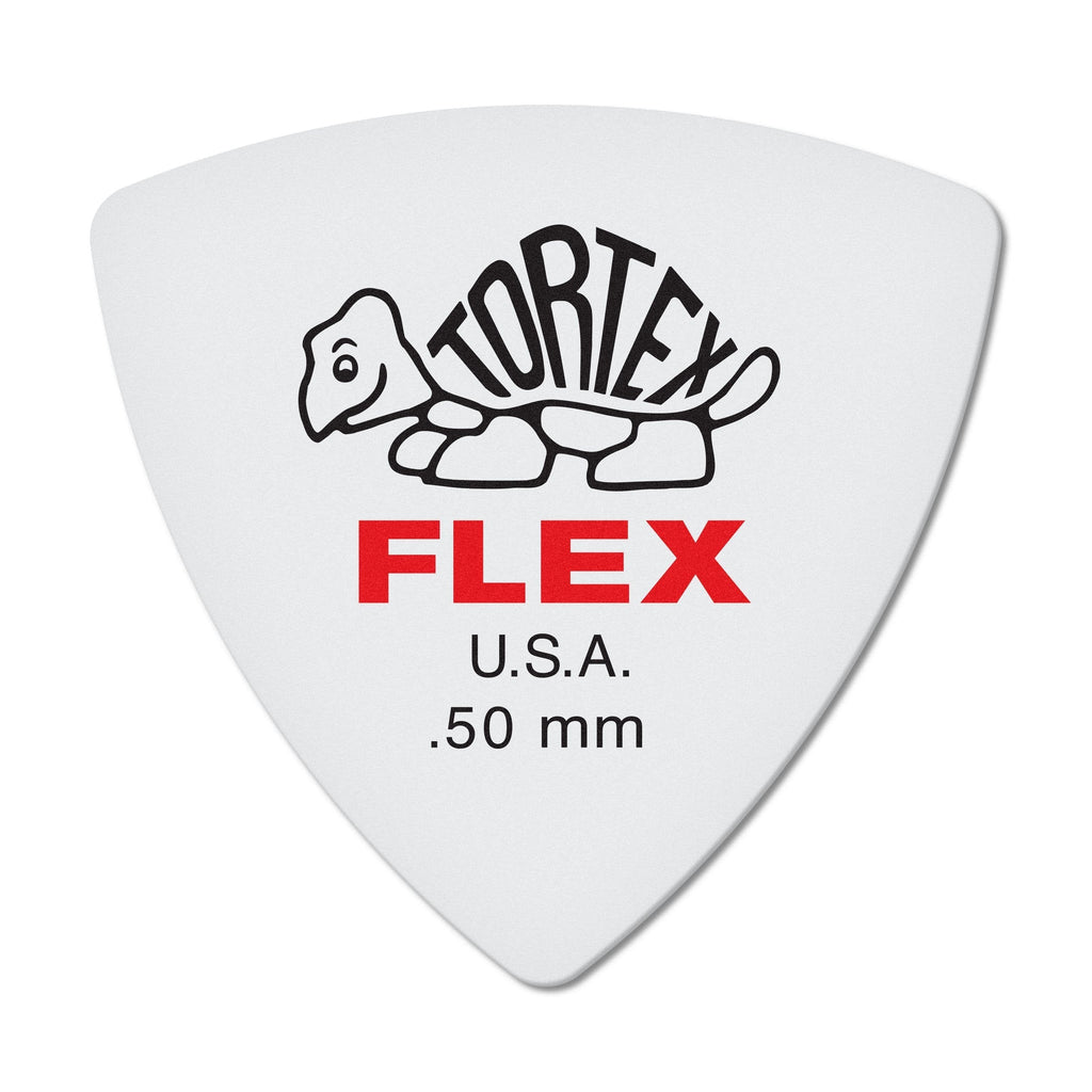 Dunlop Tortex Flex Triangle .50mm Red Guitar Pick-6 Pack (456P.50),.50mm | White .50mm | White