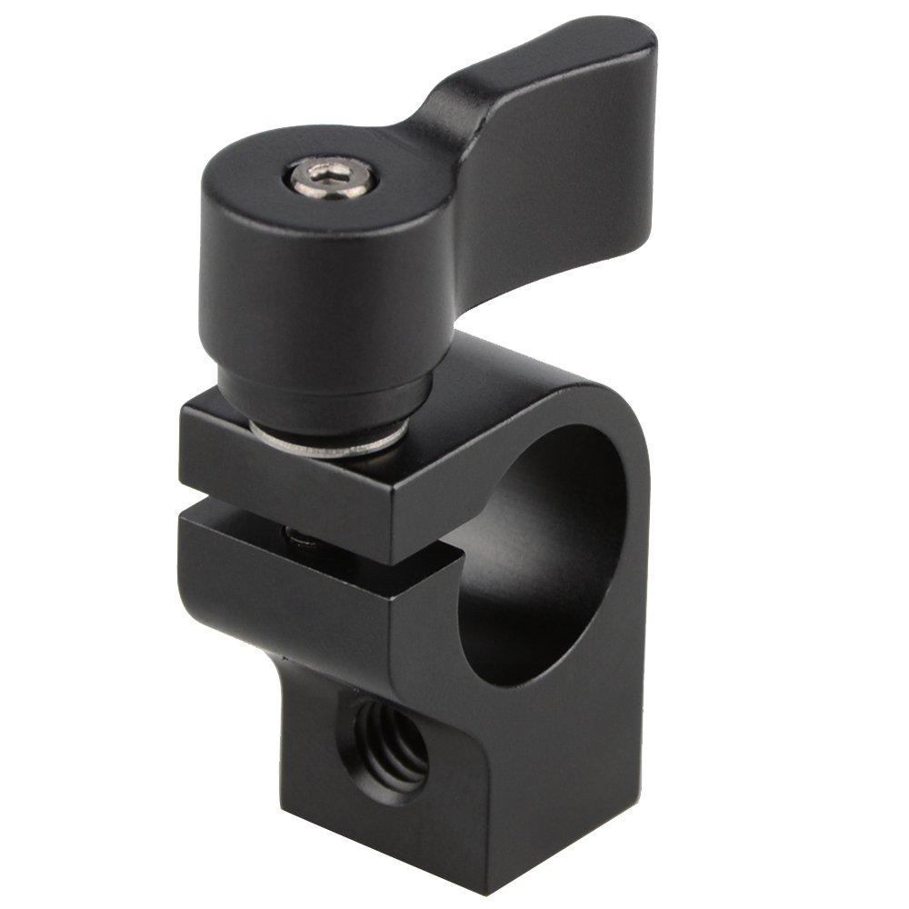 CAMVATE 15mm Single Rod Clamp with Two 1/4"-20 Screw Hole for Camera DSLR Rail System(Black)