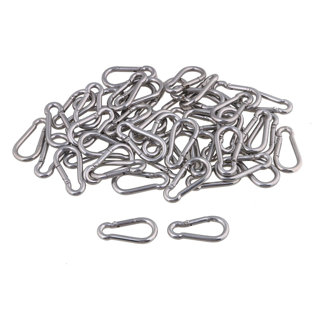 CNBTR Spring Snap Hook M4 40mm 304 Quick Link Ring Stainless Steel Multifunctional Pack of 50