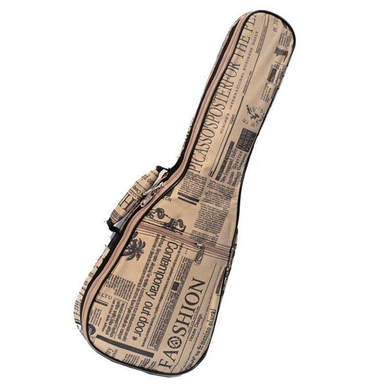 Ukuee Hawaiian Ukulele Bag Ukulele Case with Soft 10MM Sponge Padding Waterproof Adjustable Straps Newspaper 21 inch