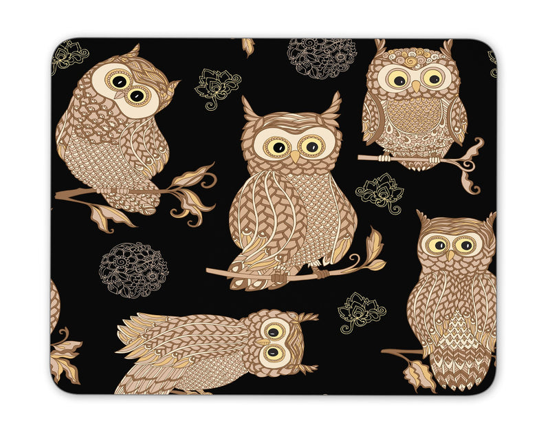 Newing Five Light Brown Owls Mouse Pad,Natural Rubber Mouse Pad, Quality Creative Wrist-Protected Wristbands Personalized Desk, Mouse Pad (9.5 inch x 7.9 inch)