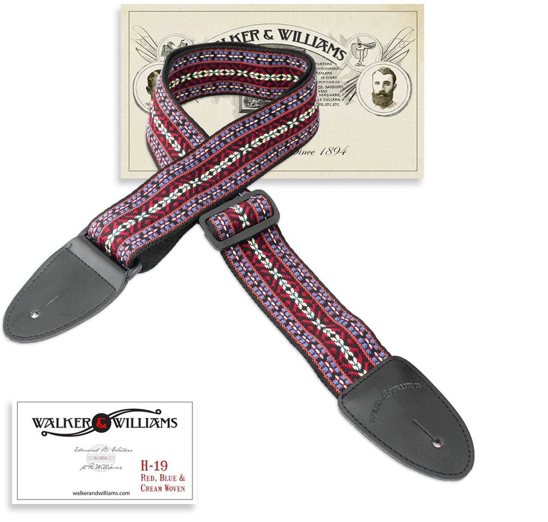 Walker & Williams Vintage Series H-19 Hootenany Strap Red, Blue & Cream