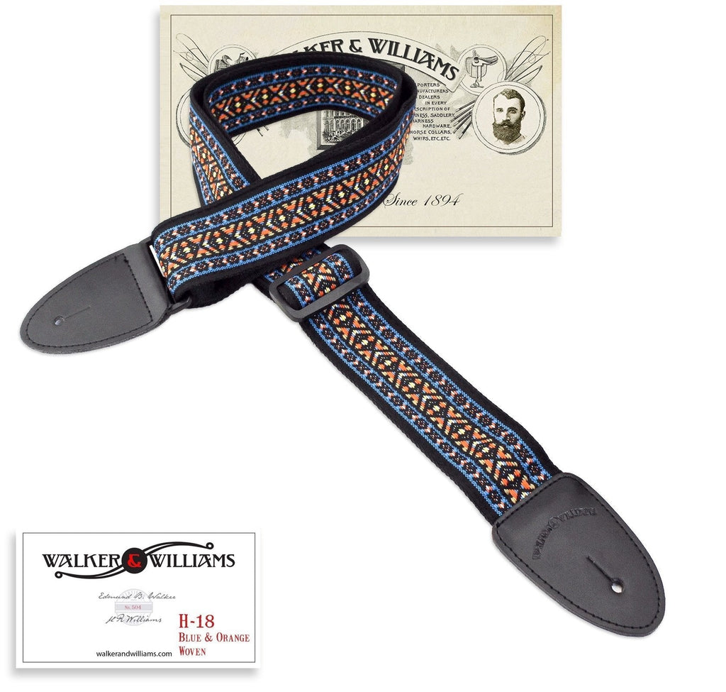 Walker & Williams Vintage Series H-18 60’s Style Hootenany Strap Blue & Orange