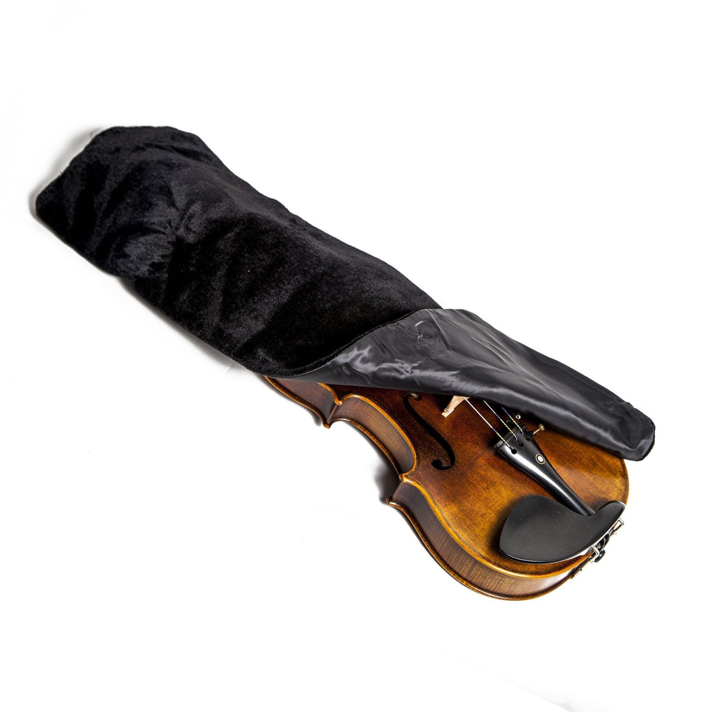 Oblong Shape Black Satin Fabric Violin Blanket for 4/4 Full Size Violin (Black)