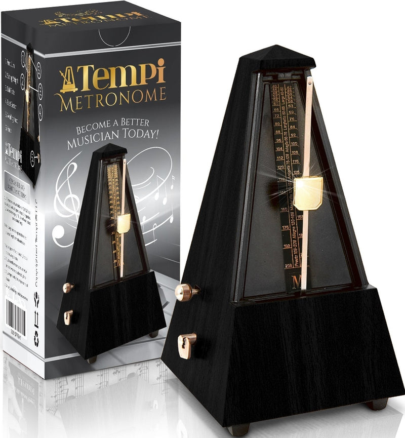 Tempi Metronome for Musicians (Plastic Black Grain Veneer) with with 2 Year Warranty, E-Book & 2 Months Free Music Lessons. Become a Better Musician!