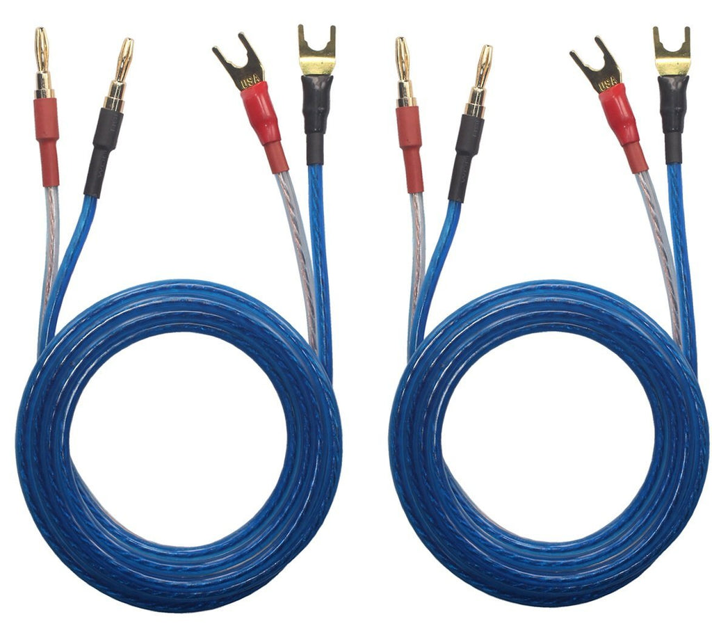 KK YB-ZB 1pair set(4 Spade Plug & 4 Banana Plug) HIFI OFC Speaker Wire, Spade Plug to Pin Type Plug 1.5M(4.92ft)/3M(9.84ft)/5M(16ft), KK YB-ZB (1.5M(4.92ft)) 1.5M(4.92ft)