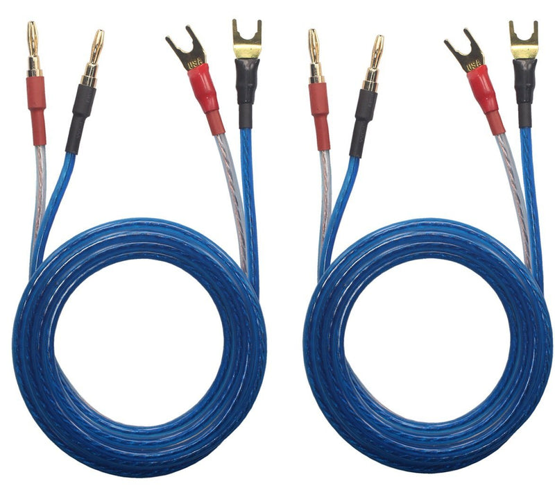 [AUSTRALIA] - KK YB-ZB 1pair set(4 Spade Plug & 4 Banana Plug) HIFI OFC Speaker Wire, Spade Plug to Pin Type Plug 1.5M(4.92ft)/3M(9.84ft)/5M(16ft), KK YB-ZB (3M(9.84ft)) 3M(9.84ft) 