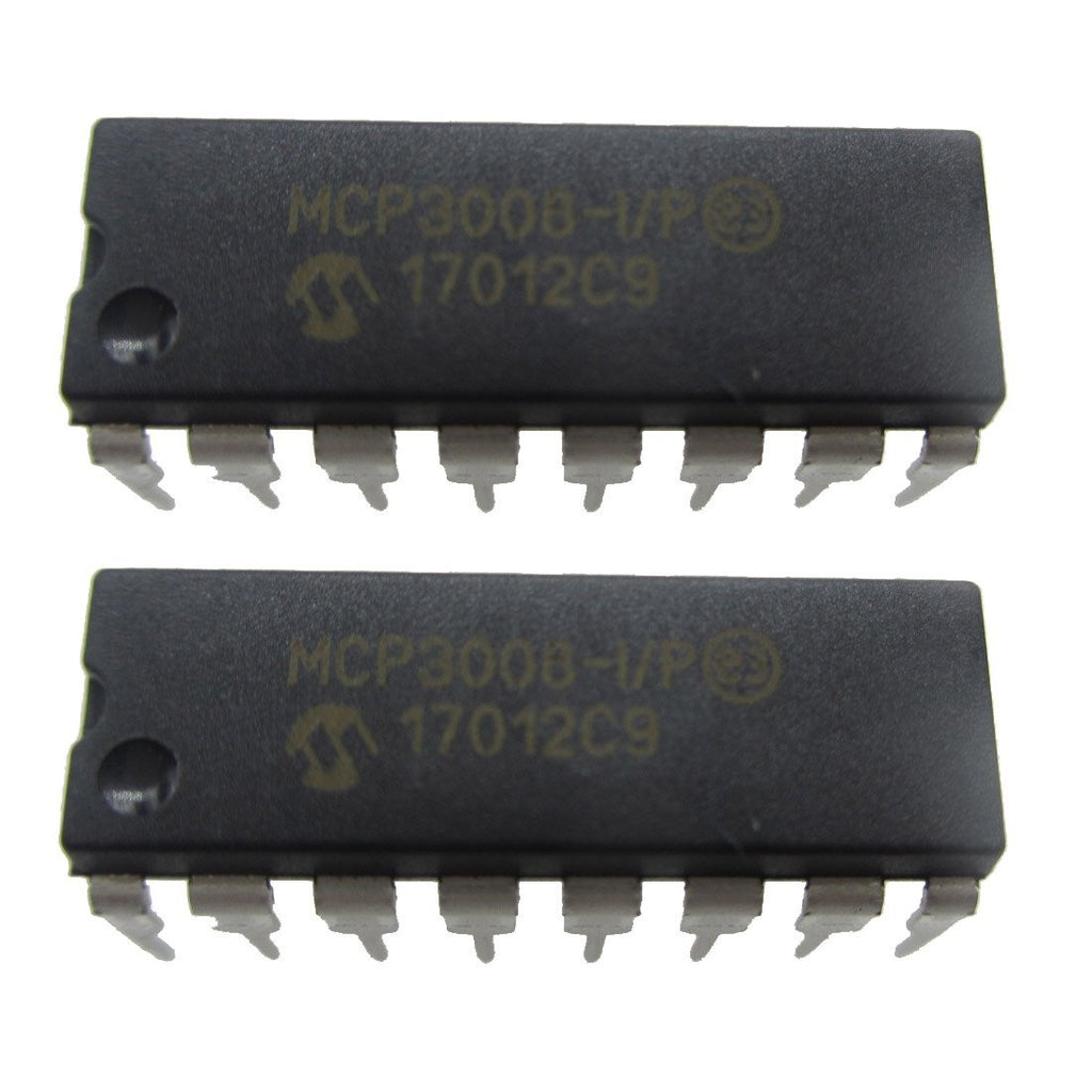 MCP3008-I/P Mcp3008 8-Channel 10-Bit ADC with SPI Interface for Raspberry Pi Pack of 2