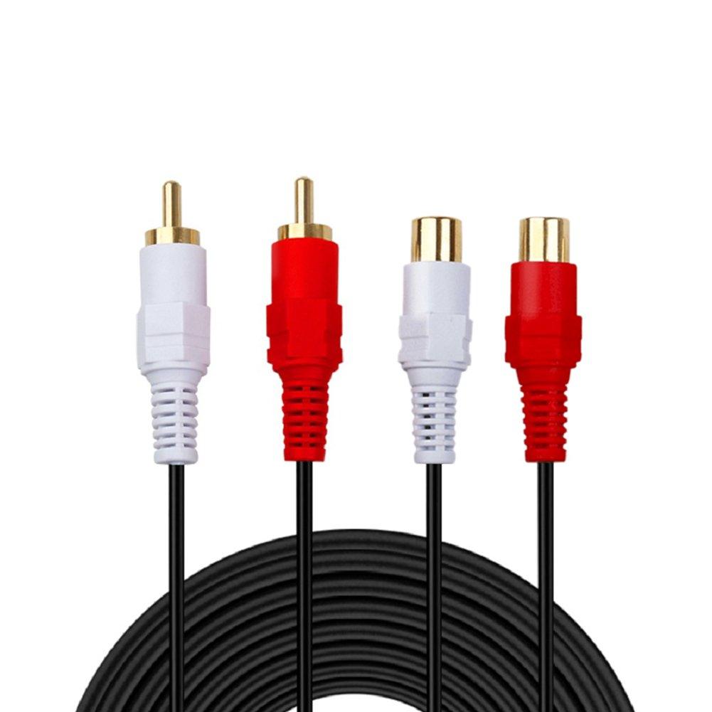 GHWL 12ft Gold Plated 2 RCA Male to Female Stereo Audio Extension Cable