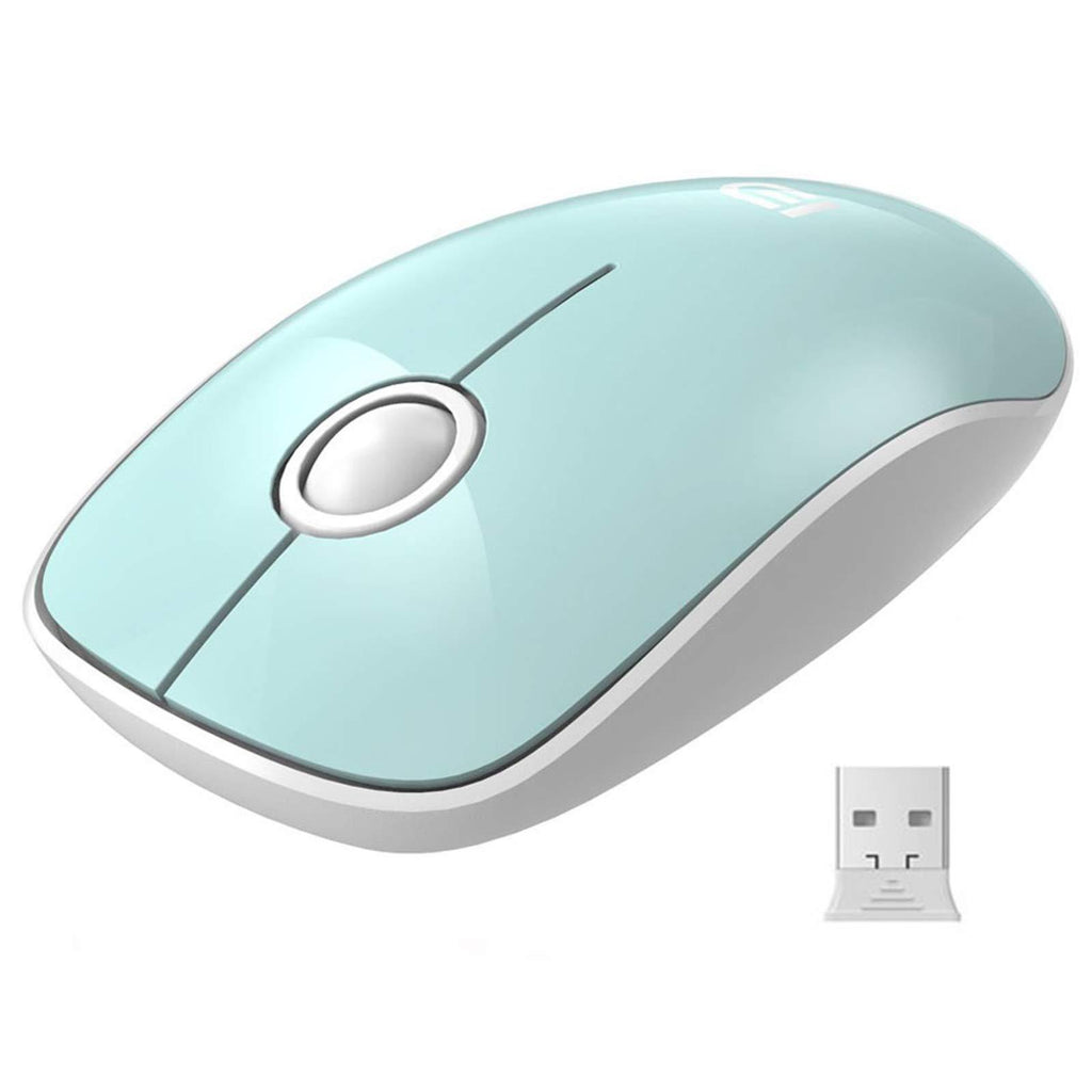 Wireless Mouse(Battery Included), FD V8 2.4G Slim Silent Travel Cordless Mouse Optical Mice with Nano Receiver for Laptop Computer PC MacBook Chromebook and Notebook (Mint Green) Mint Green
