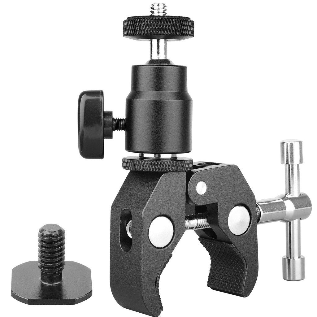Ball Head Shoe Mount Camera Ball Mount Clamp w/ 1/4"-20 Tripod head Hot Shoe Adapter and Cool Super Clamp Ball Clamp Mount