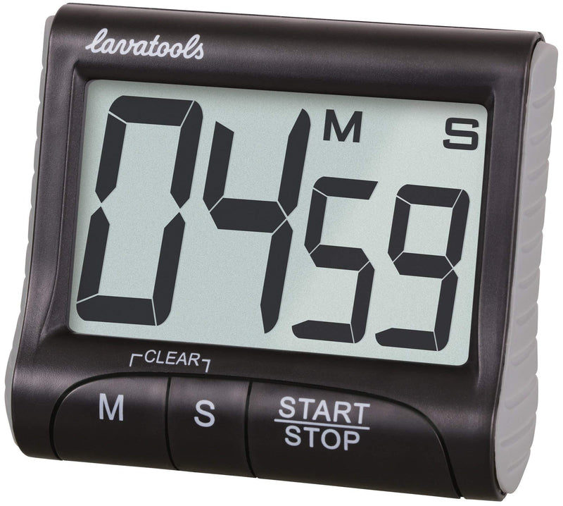 Lavatools KT1 Digital Kitchen Timer & Stopwatch, Large Display, Bold Digits, Loud Alarm, Magnetic, Kickstand Black