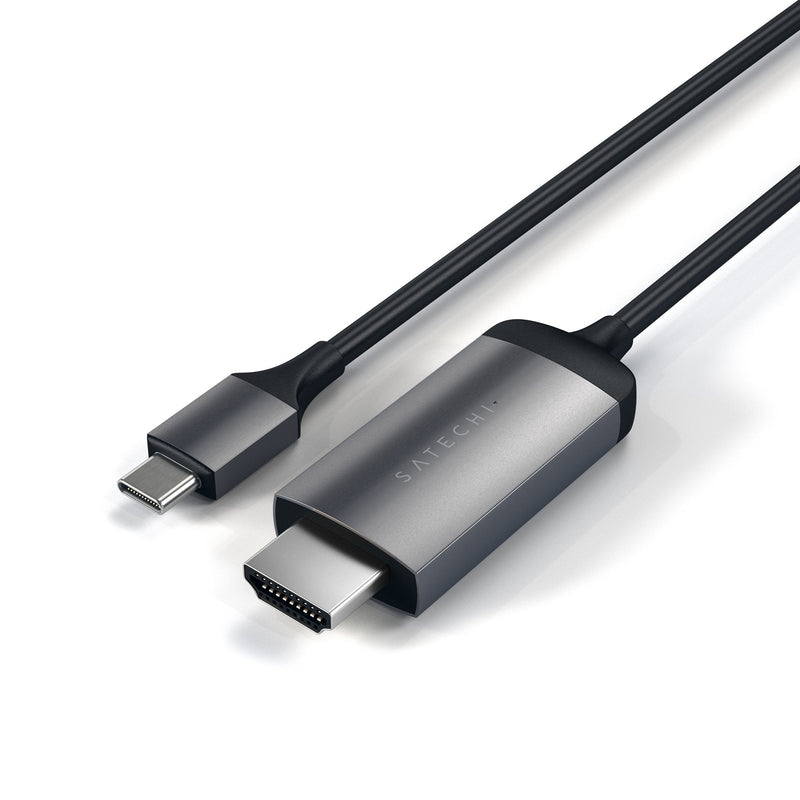 Satechi Aluminum Type-C HDMI Cable 4K 60Hz - Compatible with 2016/2017/2018 MacBook Pro, 2018 MacBook Air, 2018 iPad Pro, 2015/2016/2017 MacBook, Microsoft Surface Go and More (Space Gray) Space Gray