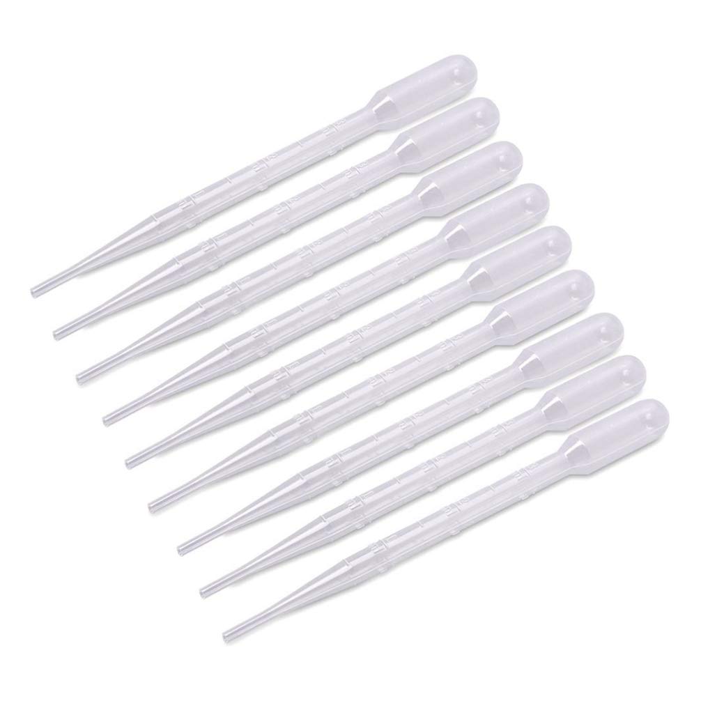 UEETEK 100pcs 3ML Transfer Pipette Dropper Plastic Graduated Disposable Measuring Pipettors for Mixing Acrylic Paints and Lab