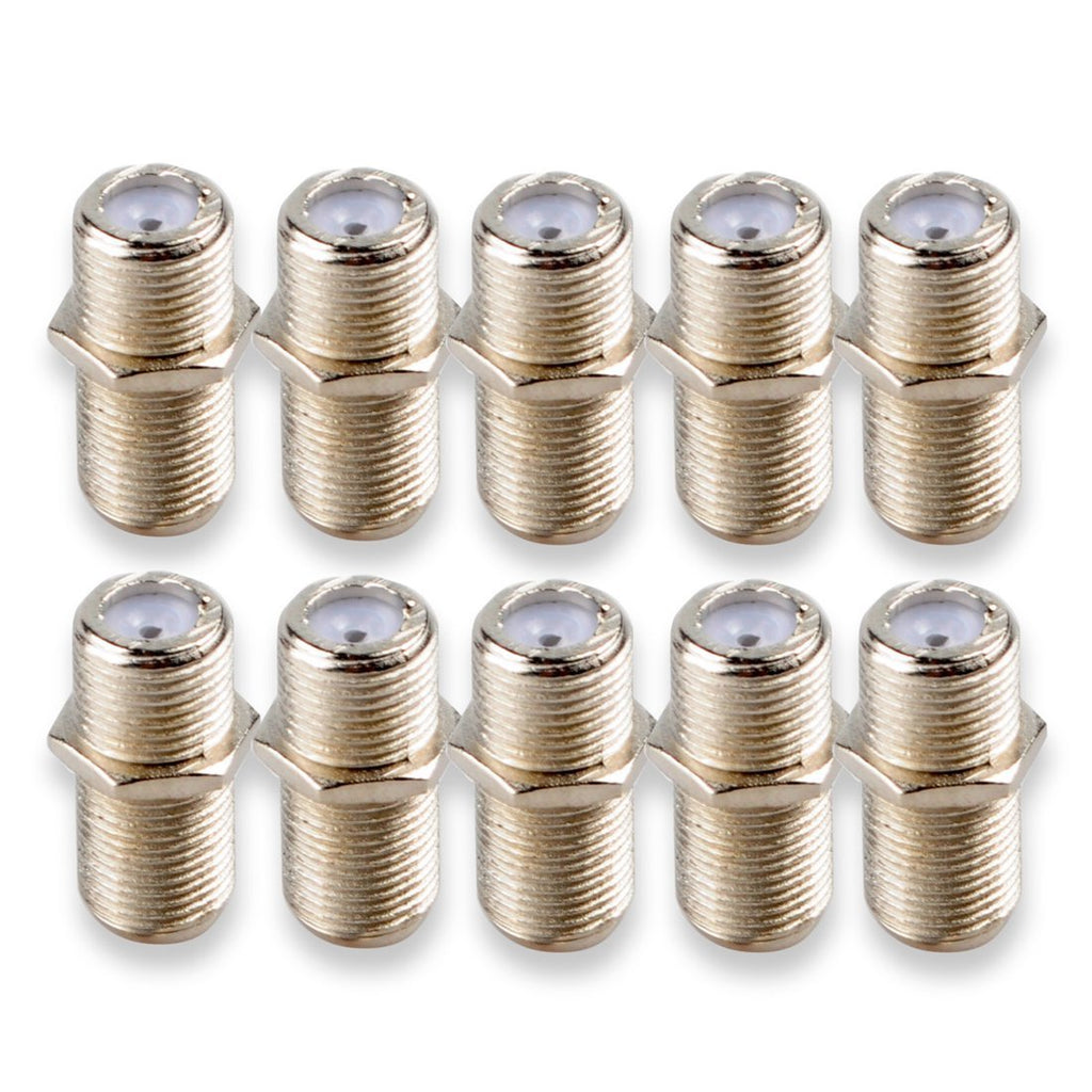 DCFun F-Type Coaxial RG6 Connector Female to Female, TV RF Coaxial Cable Extension Coupler Adapter Connects 2 Video Cables 10-Pack