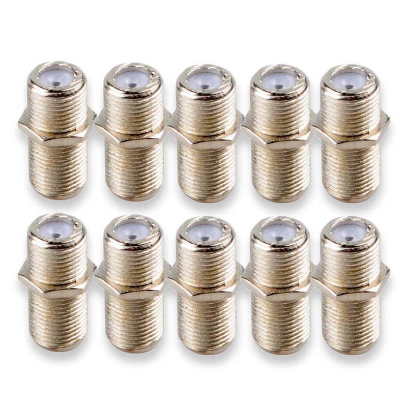DCFun F-Type Coaxial RG6 Connector Female to Female, TV RF Coaxial Cable Extension Coupler Adapter Connects 2 Video Cables 10-Pack