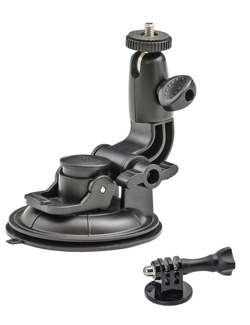 Camera Car Windshield Suction Cup Mount for GoPro, EXSHOW 360 Rotation Heavy Duty Window Holder with 1/4-20 Thread for GoPro Hero 10 9 8 7 6 5 4 SJCAM Canon g7x Vlogging DSLR and Other Action Camera