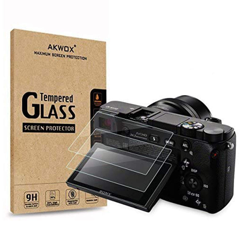 (3-Pack) Screen Protector for Sony DSLR Alpha Nex-7 NEX-6 NEX-5 A6000 A6300 A5000 Camera, Akwox Anti-scrach Tempered Glass 9H Cover