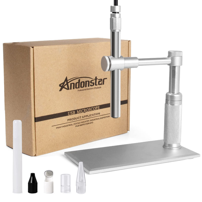 [AUSTRALIA] - Andonstar A1 Digital USB Microscope with Metal Stand, CMOS Sensor 2 Million Pixels, 1-500 Times, Camera&Video Microscope for Coin, Jewelry, PCB Repairing, Windows mac Compatible, 8 Built-in LED Light 