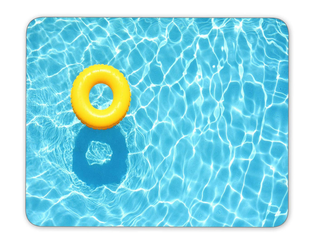 ABin Yellow Pool Floats, Rings in a Cool Blue Refreshing Swimming Pool Mouse pad Mouse Pad The Office Mat Mouse Pad Gaming Mousepad Nonslip Rubber Backing