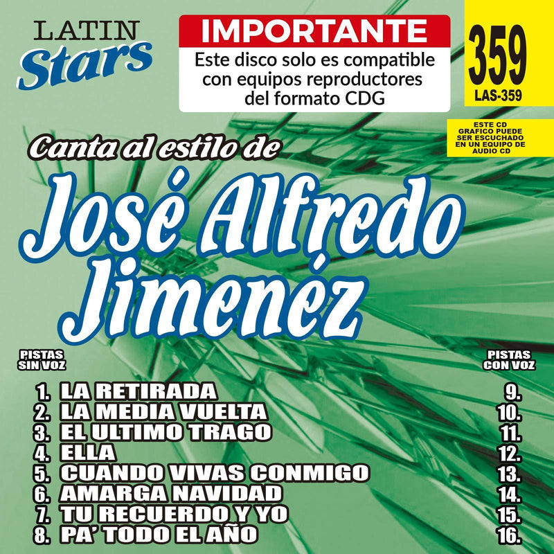 Karaoke Latin Stars 359 Jose Alfredo Jimenez - Importante: Este disco solo es compatible con reproductores del formato CDG