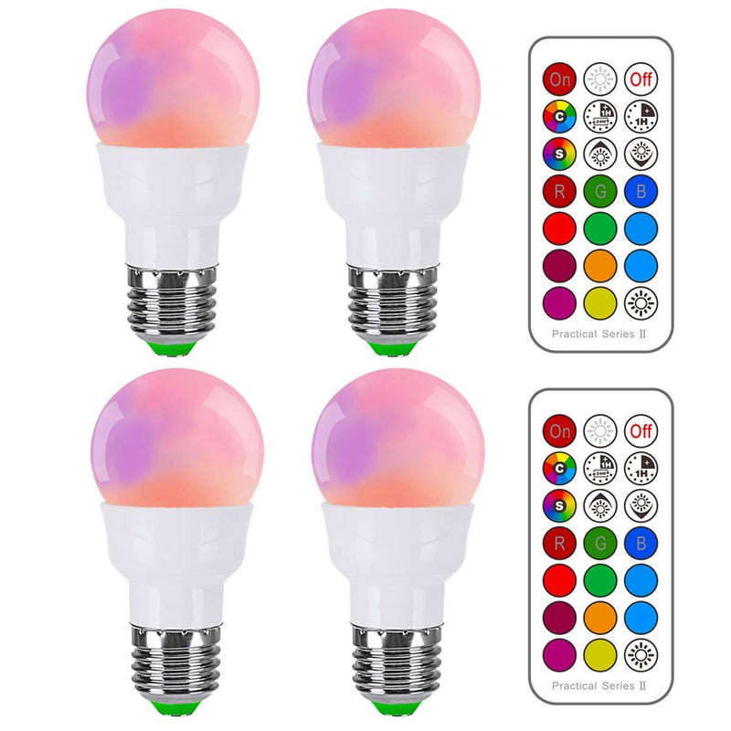 RGB LED Light Bulb, Color Changing Light Bulb, 40W Equivalent, 450LM Dimmable 5W E26 Screw Base RGBW, Mood Light Flood Light Bulb - 12 Color Choices - Timing Infrared Remote Control Included (4 Pack) Cold White 4 Pack