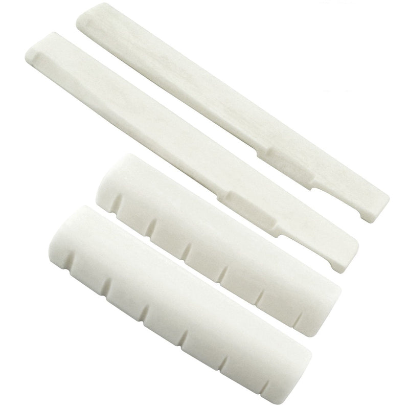 Luvay Guitar Bridge Saddle & Nut Replacement - Made of Real Bone for Acoustic Guitar, 2 Sets of 4pcs