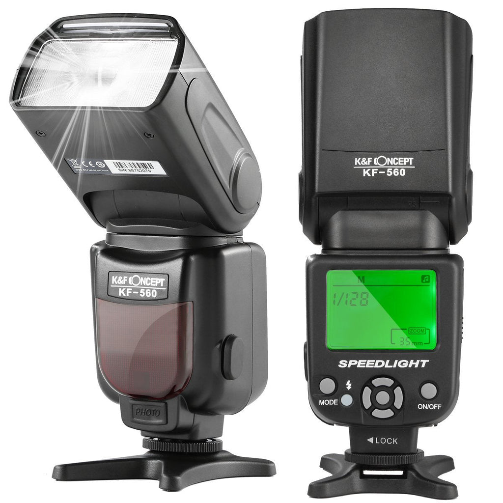 K&F Concept Camera Flash, KF-560 Universal Speedlite Flash with LCD Display Compatible with Canon Nikon DSLR Cameras For Canon & Nikon DSLR+TTL+GN35