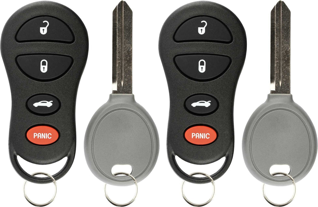 KeylessOption Keyless Entry Remote Fob Uncut Ignition Car Key Replacement for GQ43VT17T, 04602260 (Pack of 2)