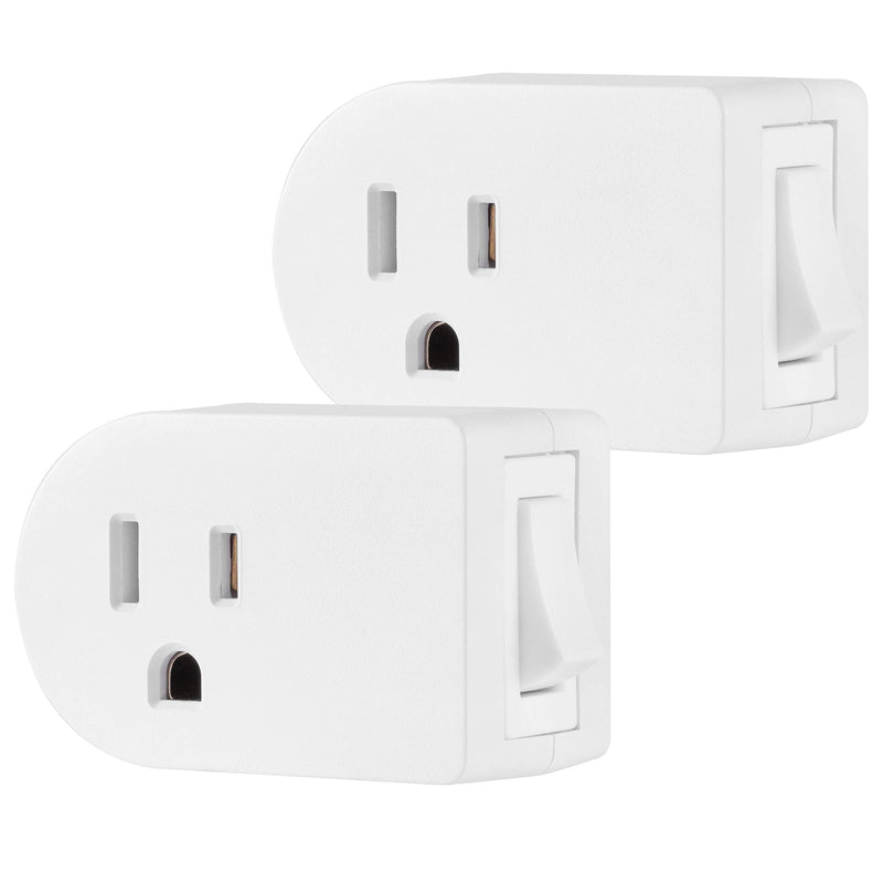 UltraPro Grounded Power Switch, 2 Pack, Outlet Extender, 3 Prong, Easy to Install, for Indoor Lights and Small Appliances, Energy Efficient Adapter, Space Saving Design, UL Listed, White, 39713
