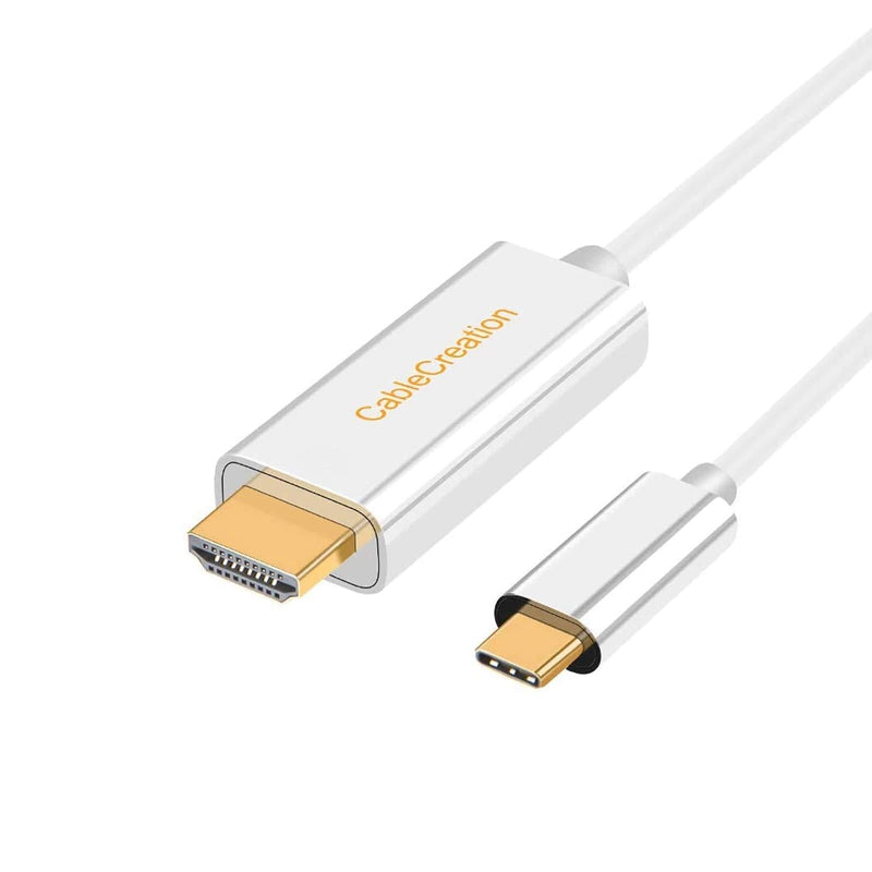 USB C to HDMI Cable 10FT, CableCreation USB Type C to HDMI Cable Adapter 4K, Compatible with MacBook Pro 2020, iPad Pro 2020, Mac Mini, Surface Book 2, XPS 15, Galaxy S20/S10, White 10 Feet