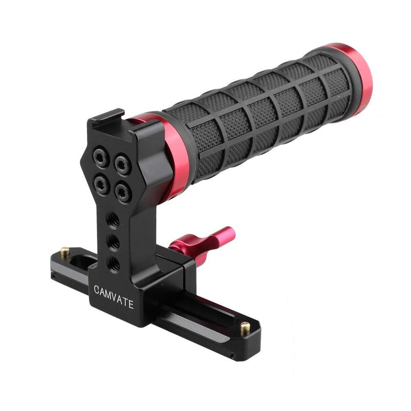 CAMVATE Quick Release Rubber Grip Top Handle with NATO Rail for Blackmagic Pocket Cinema Camera (Red) Red