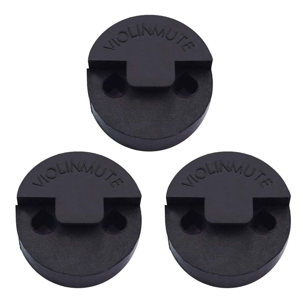 3 Pack Rubber Violin Practice Mute, Round Tourte Style Mute for Violin, Ultra Practice Silencer, Black