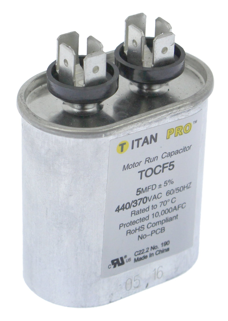Motor Run Capacitor, 5 MFD, 2-3/4 in. H