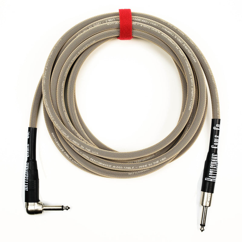 [AUSTRALIA] - Rattlesnake Cable - 15 Foot Standard Dirty Tweed Guitar Instrument Cable Straight to Right Angle 1/4-Inch plugs 