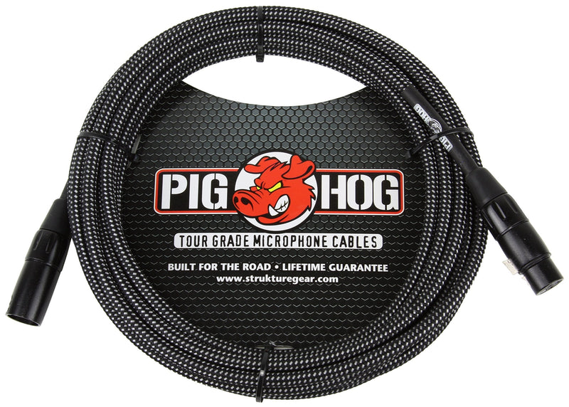 [AUSTRALIA] - Pig Hog PHM10BKW Black/White Woven High Performance XLR Microphone Cable, 10 Feet 10 ft. 