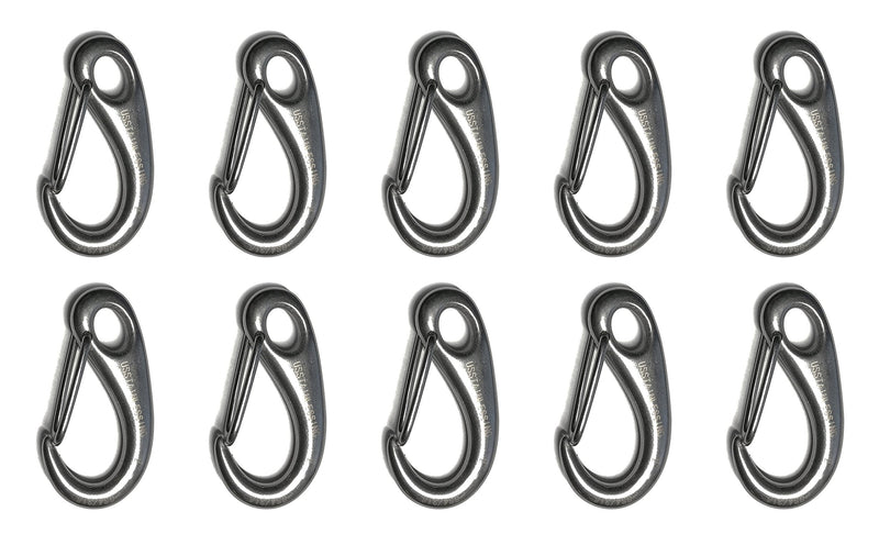 10 Pieces Stainless Steel 316 Spring Gate Snap Hook Clip 2" Marine Grade Lobster Claw