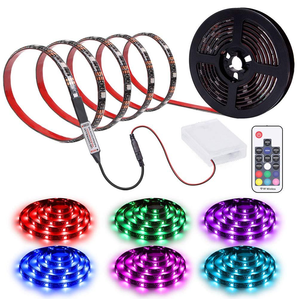[AUSTRALIA] - Led Strip Lights Battery Powered abtong RGB Led Strip Rope Lights Waterproof Led Lights with Remote Control Flexible Led Strip Lighting 2M 6.56ft 