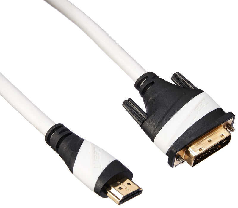 35 Ft HDMI to DVI Cable, GearIT HDMI to DVI 35 FT High Resolution 1080P CL2 Rated High Speed Bi-Directional HDMI to DVI Cable, White 35 Feet