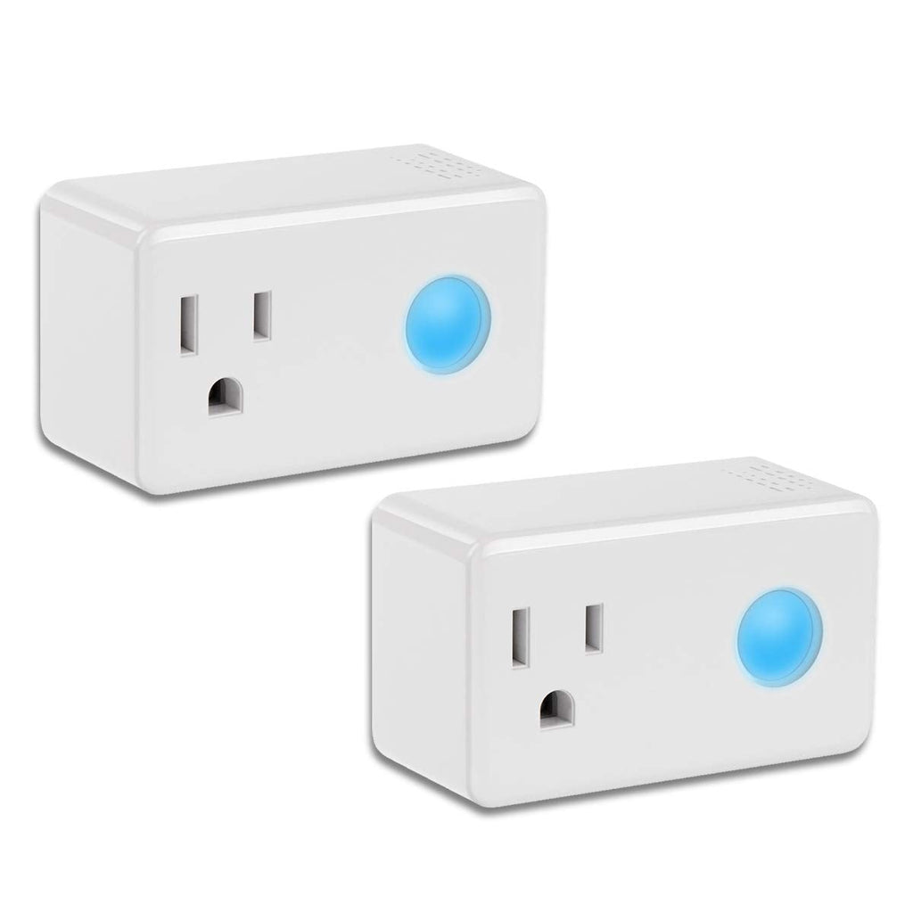 Wi-Fi Smart Timer Plug 2 Packs Mini, BroadLink Wireless Socket Outlet with Night Light, No Hub Required, Compatible with Alexa, Control your Devices from Anywhere, White 2 Piece