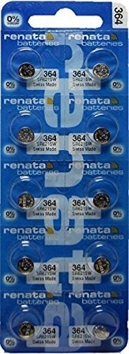 Renata Silver Oxide Watch Battery 364 - SR621SW (10 Batteries) …