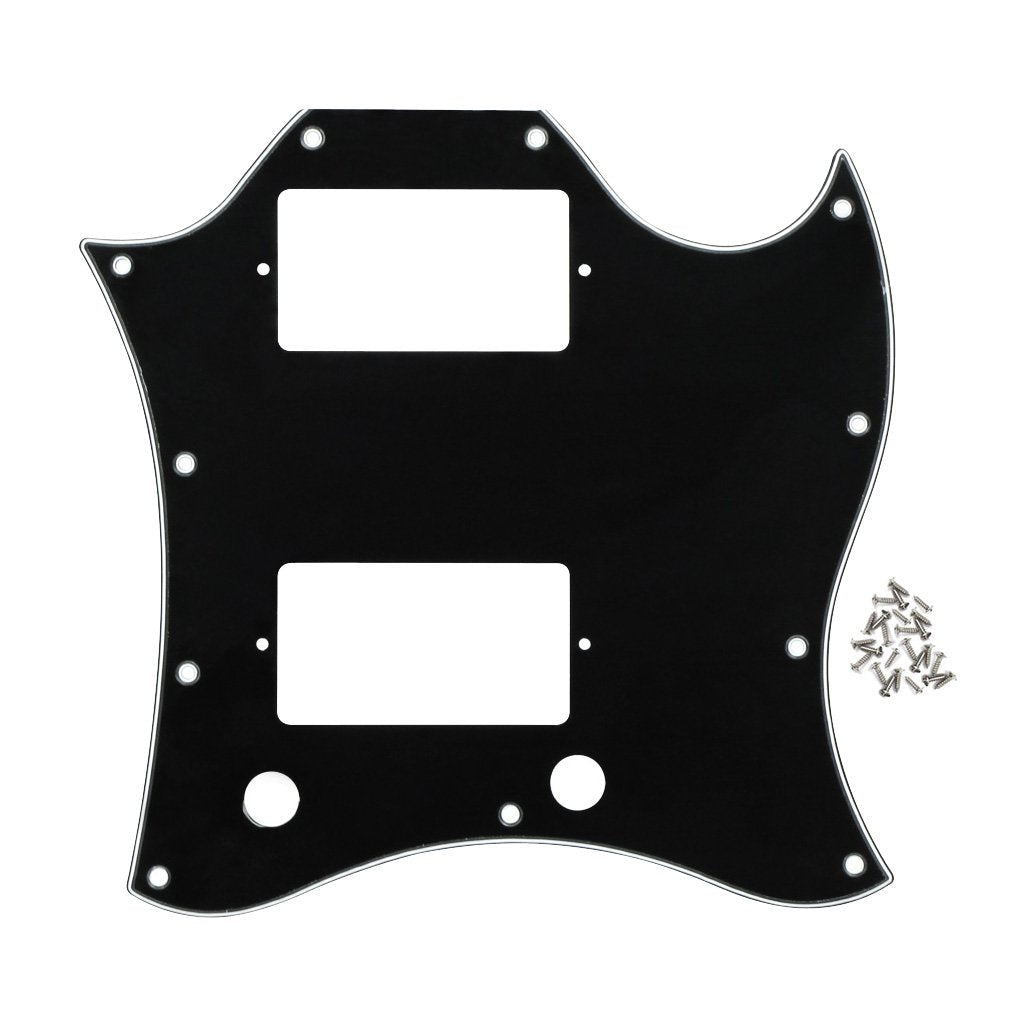 FLEOR 3Ply Black Guitar Scratch Plate Full Face SG Pickguard with Screws Fit SG Standard Guitar Pickguard Replacement 3ply black/white/black