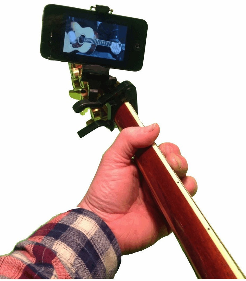 Smartphone Guitar Capo | Android and iPhone Compatible Dock Headstock Neck Clamp | I-Po Cell Phone Holder Aid Musicians | Electric or Acoustic Guitars