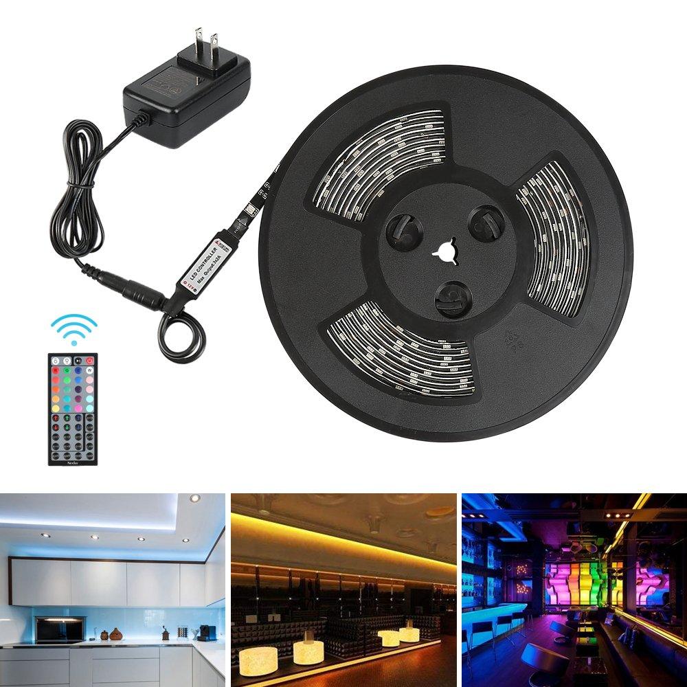 [AUSTRALIA] - LED Strip Lights, Nexlux 32.8ft Waterproof IP65 5050 SMD RGB LED Flexible Strip Light Black PCB Board Color Changing Decoration Lighting 44 Key RF Controller+ UL Approved Power Adapter 