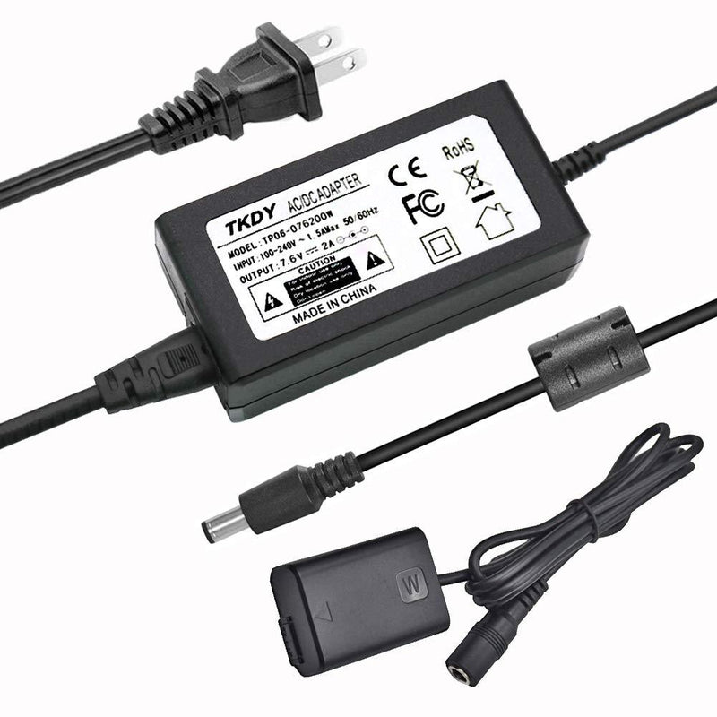 TKDY AC-PW20 Power Supply NP-FW50 DC Coupler Dummy Battery AC Adapter Kit, Suit for Sony Alpha A6000 A6100 A6500 A6400 A6300 A7 A7II A7RII A7SII A7S A55 A5100 RX10II RX10III RX10IV Cameras.