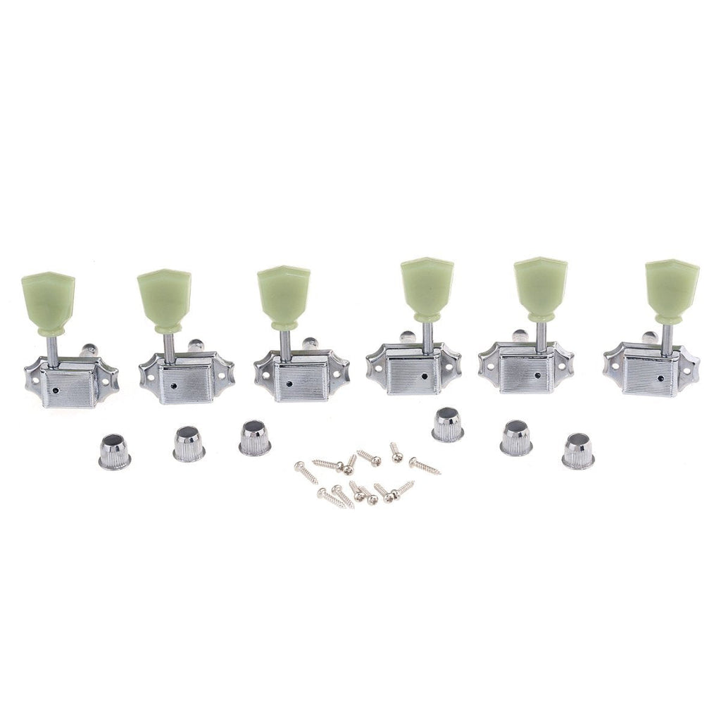 Musiclily Pro 3L3R Vintage Guitar Tuners Keystone-style LP Tuning Pegs Keys Machine Heads for Epiphone Les Paul Parts,Chrome with Plastic Keystone Button Chrome