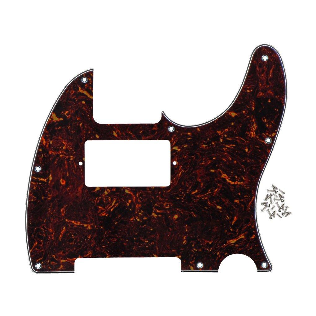 FLEOR 8 Hole Tele Pickguard Guitar Humbucker Pick Guard HH with Screws Fit USA/Mexican Fender Standard Telecaster Part, 4Ply Brown Tortoise Shell