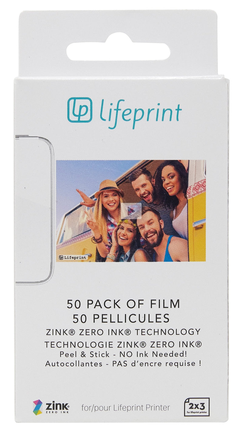 Lifeprint 50 pack of film for Lifeprint Augmented Reality Photo AND Video Printer. 2x3 Zero Ink sticky backed film 50-pack