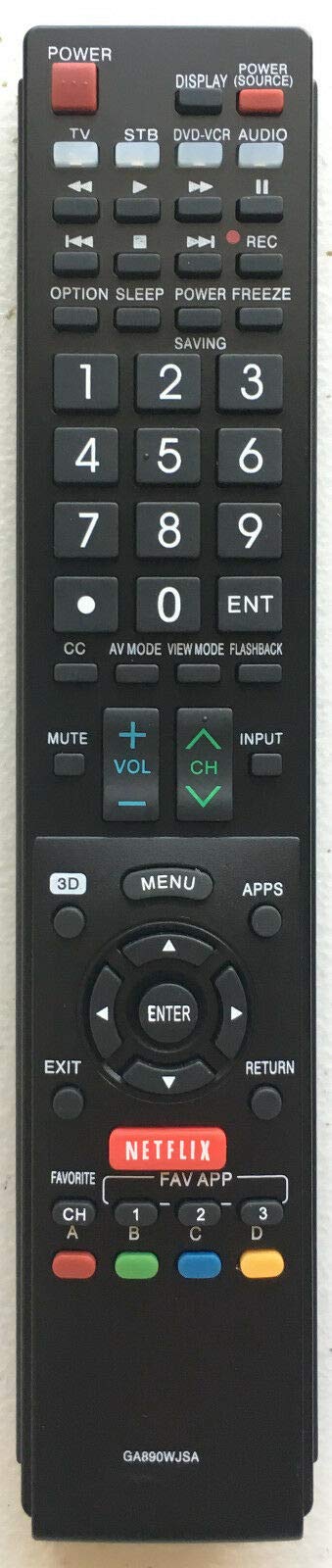 USBRMT New Sharp Replacement TV Remote GA890WJSA for Sharp AQUOS TV GB004WJSA GB005WJSA GB118WJSA GA935WJSA GB105WJSA